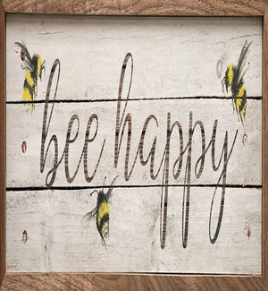Bee Happy Horizontal Whitewash